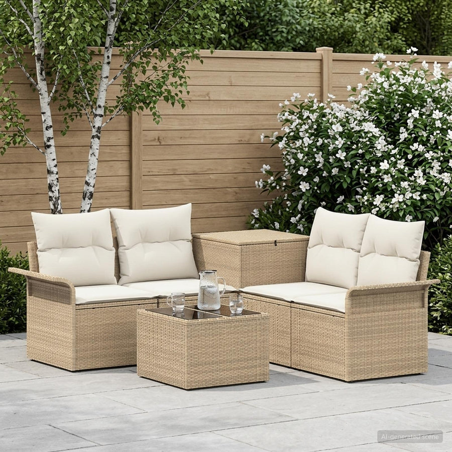 Bankstel 6 st 4-Aantal zitplaatsen Beige en Crème Wit
