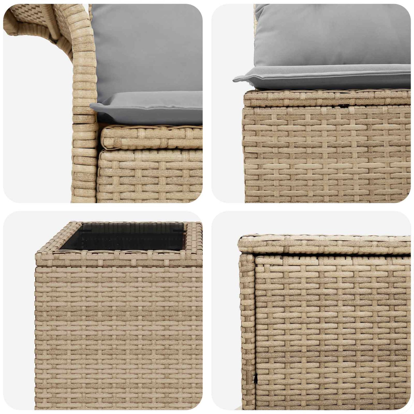 Bankstel 6 st 4-Aantal zitplaatsen Beige en Licht Grijs