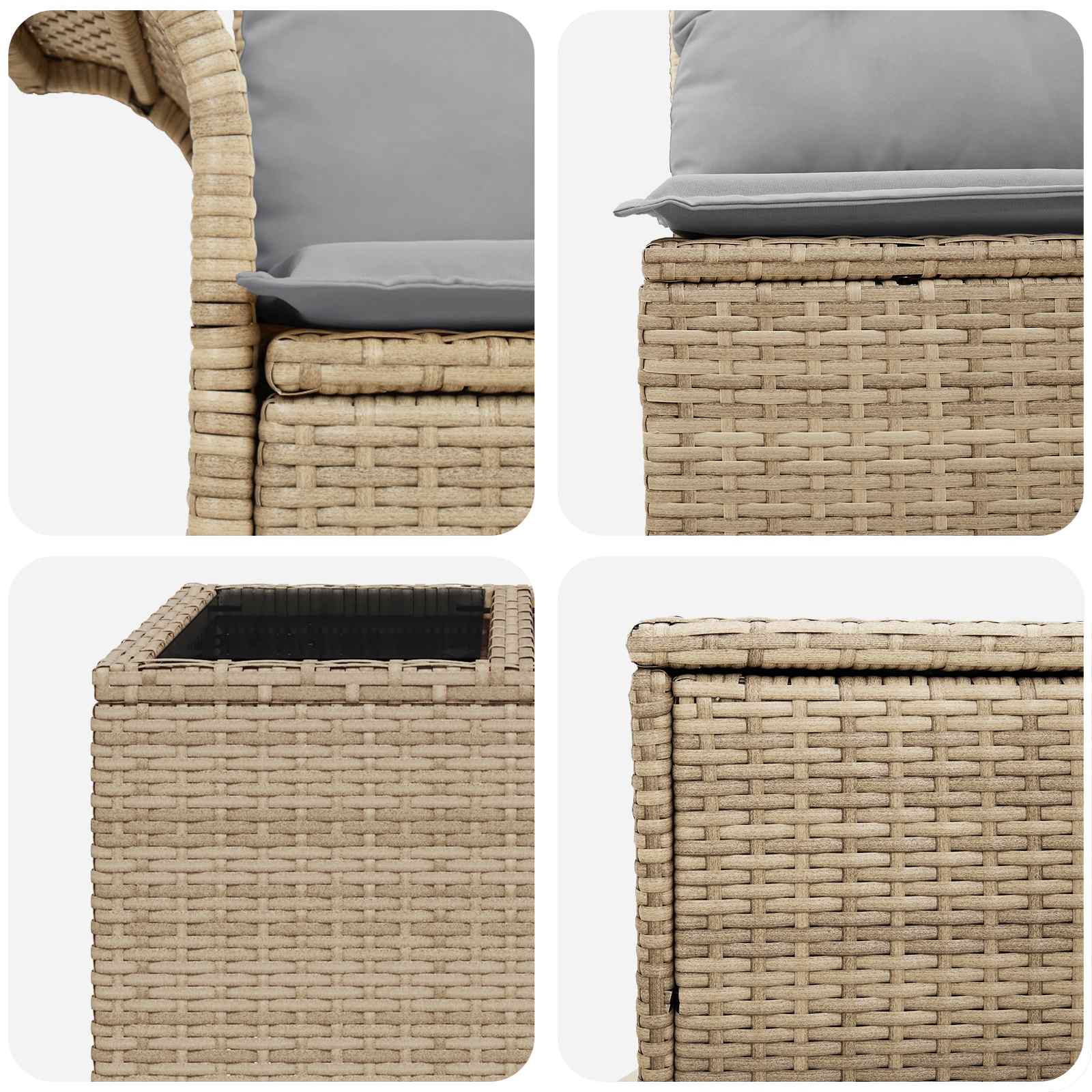 Bankstel 6 st 4-Aantal zitplaatsen Beige en Licht Grijs