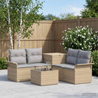 Modulair bankstel 4 zitplaatsen poly rattan beige grijs