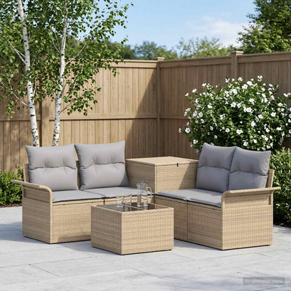 Bankstel 6 st 4-Aantal zitplaatsen Beige en Licht Grijs
