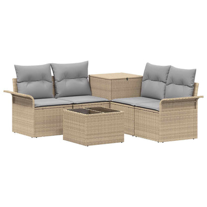 Bankstel 6 st 4-Aantal zitplaatsen Beige en Licht Grijs