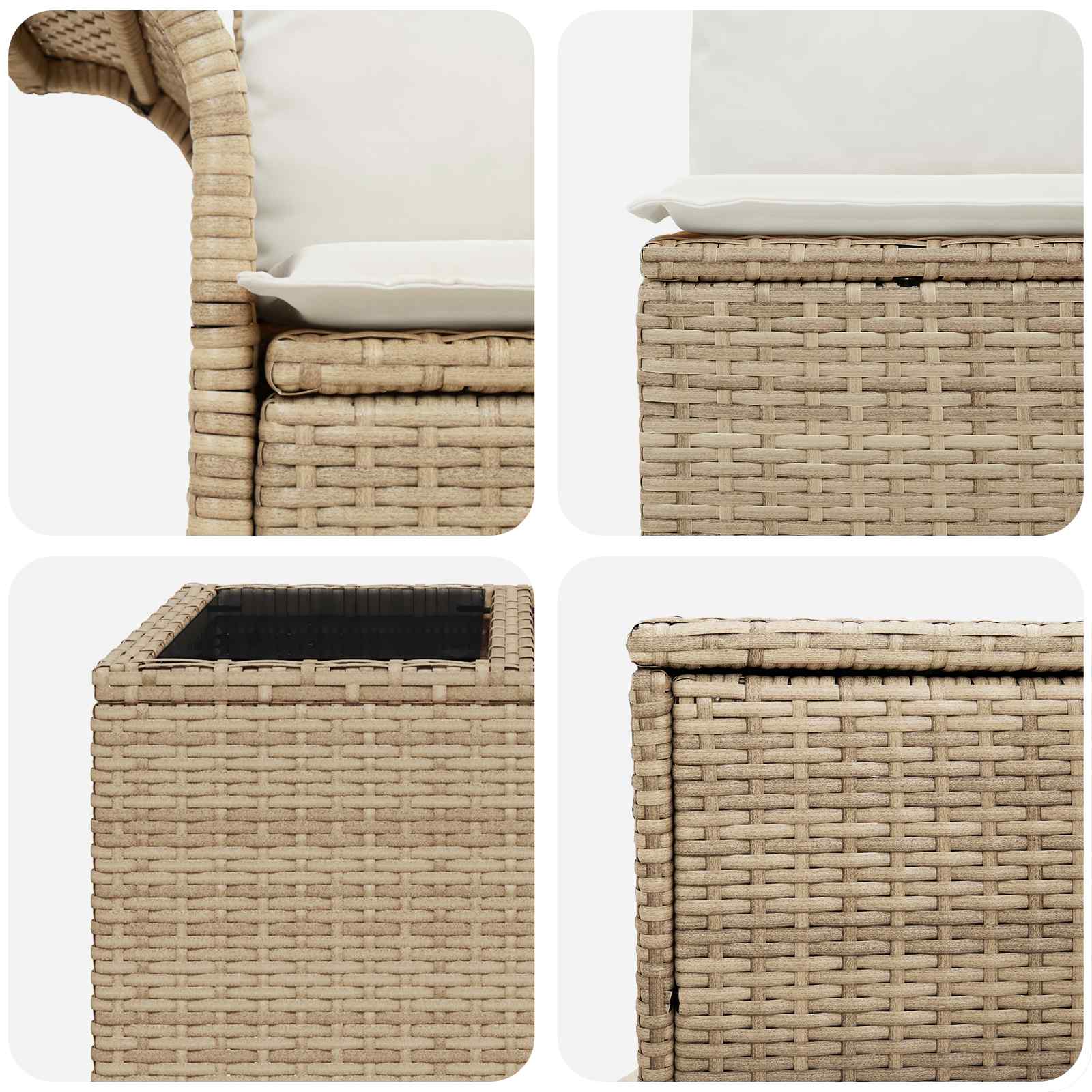 Bankstel 6 st 4-Aantal zitplaatsen Beige en Crème Wit