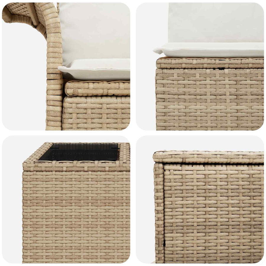 Bankstel 6 st 4-Aantal zitplaatsen Beige en Crème Wit