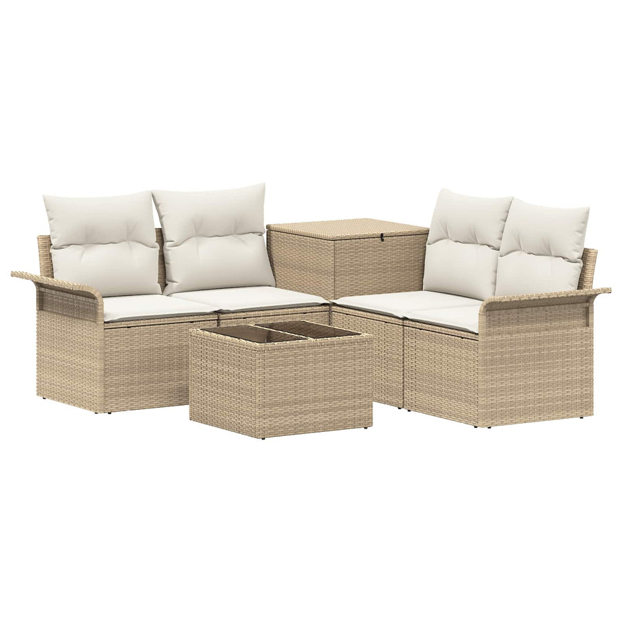 Bankstel 6 st 4-Aantal zitplaatsen Beige en Crème Wit