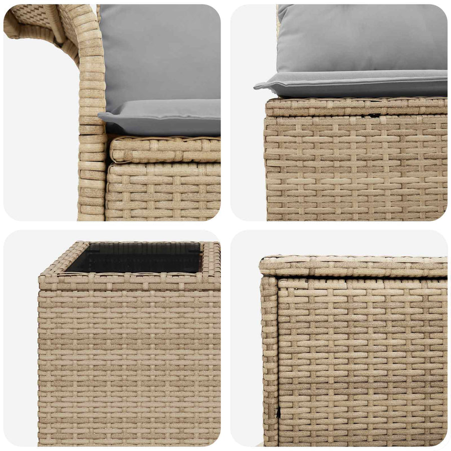 Bankstel 6 st 4-Aantal zitplaatsen Beige en Licht Grijs