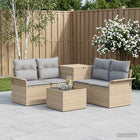 Loungeset 4 personen poly rattan beige licht grijs