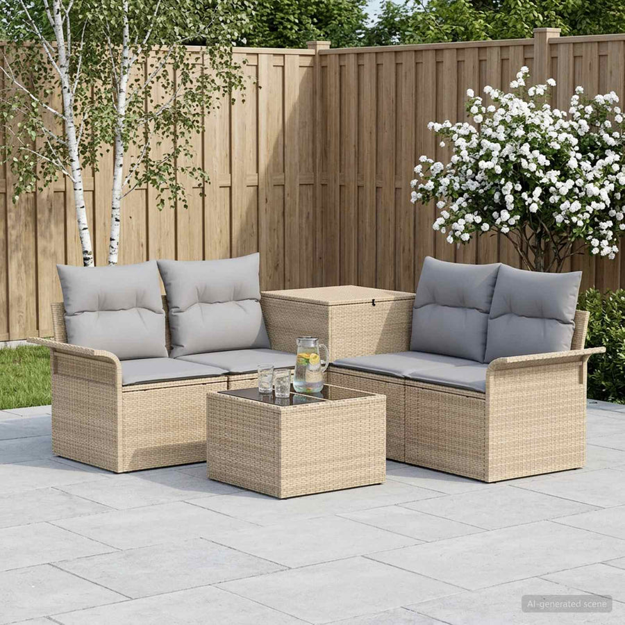 Bankstel 6 st 4-Aantal zitplaatsen Beige en Licht Grijs