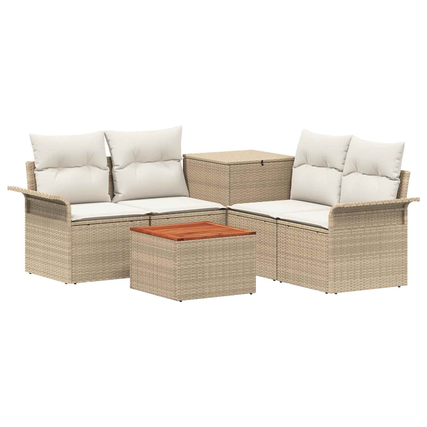 Bankstel 6 st 4-Aantal zitplaatsen Beige en Crème Wit