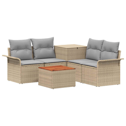 Bankstel 6 st 4-Aantal zitplaatsen Beige en Licht Grijs