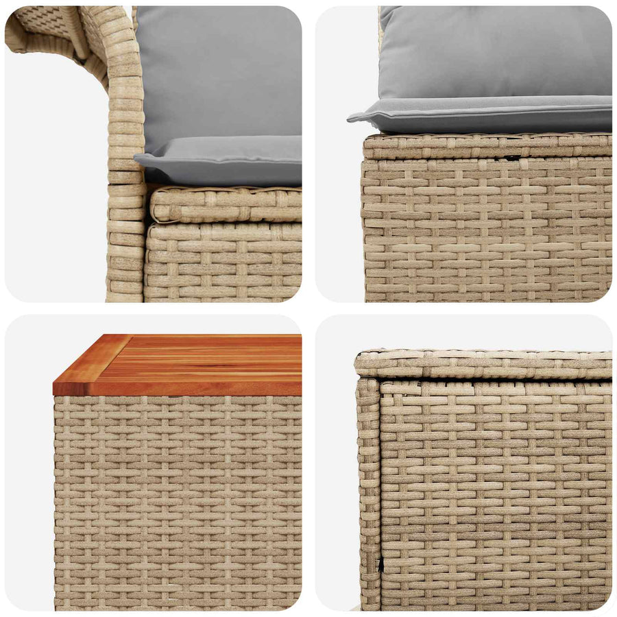 Bankstel 6 pcs 4-Aantal zitplaatsen Beige en Licht Grijs