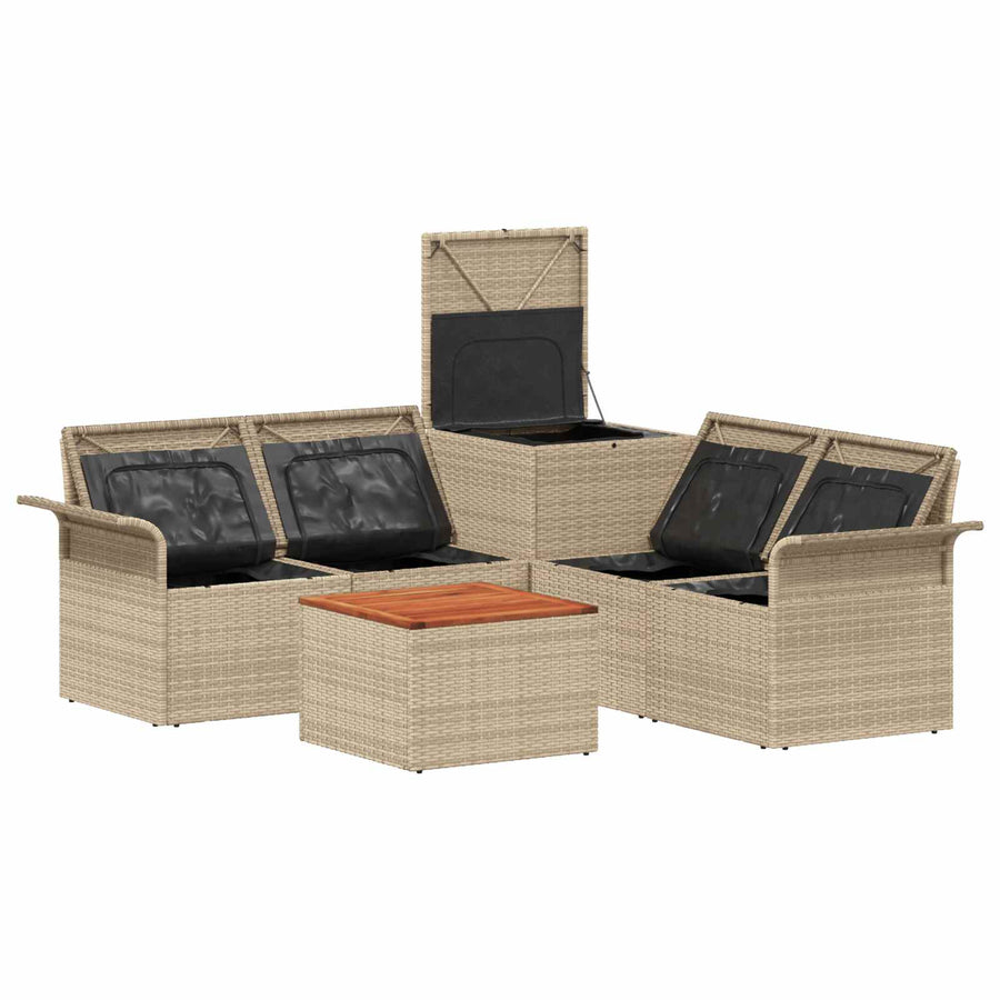 Bankstel 6 pcs 4-Aantal zitplaatsen Beige en Licht Grijs