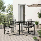 Tuin eettafelset poly rattan 5-delig zwart