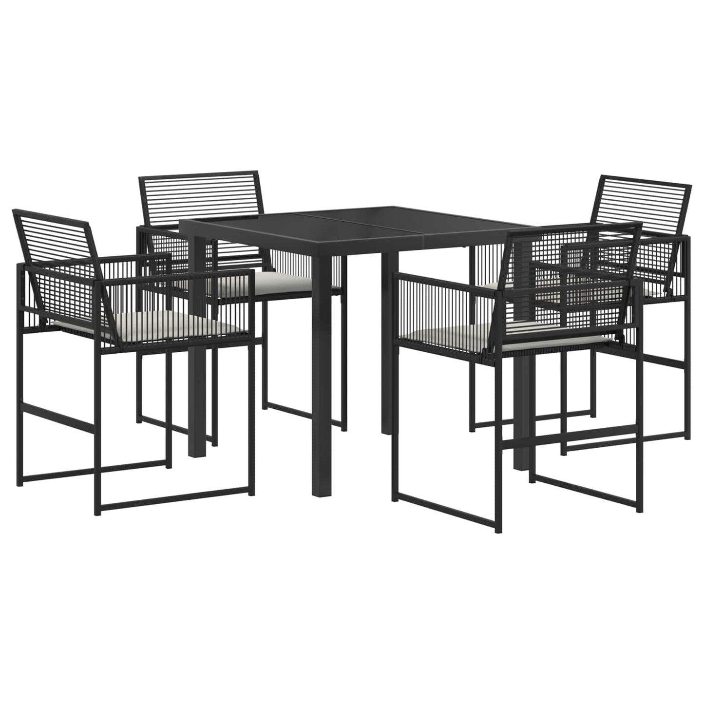 Tuin eettafelset 5 pcs Zwart poly rattan