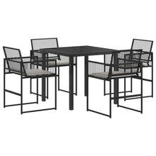 Tuin eettafelset 5 pcs Zwart poly rattan