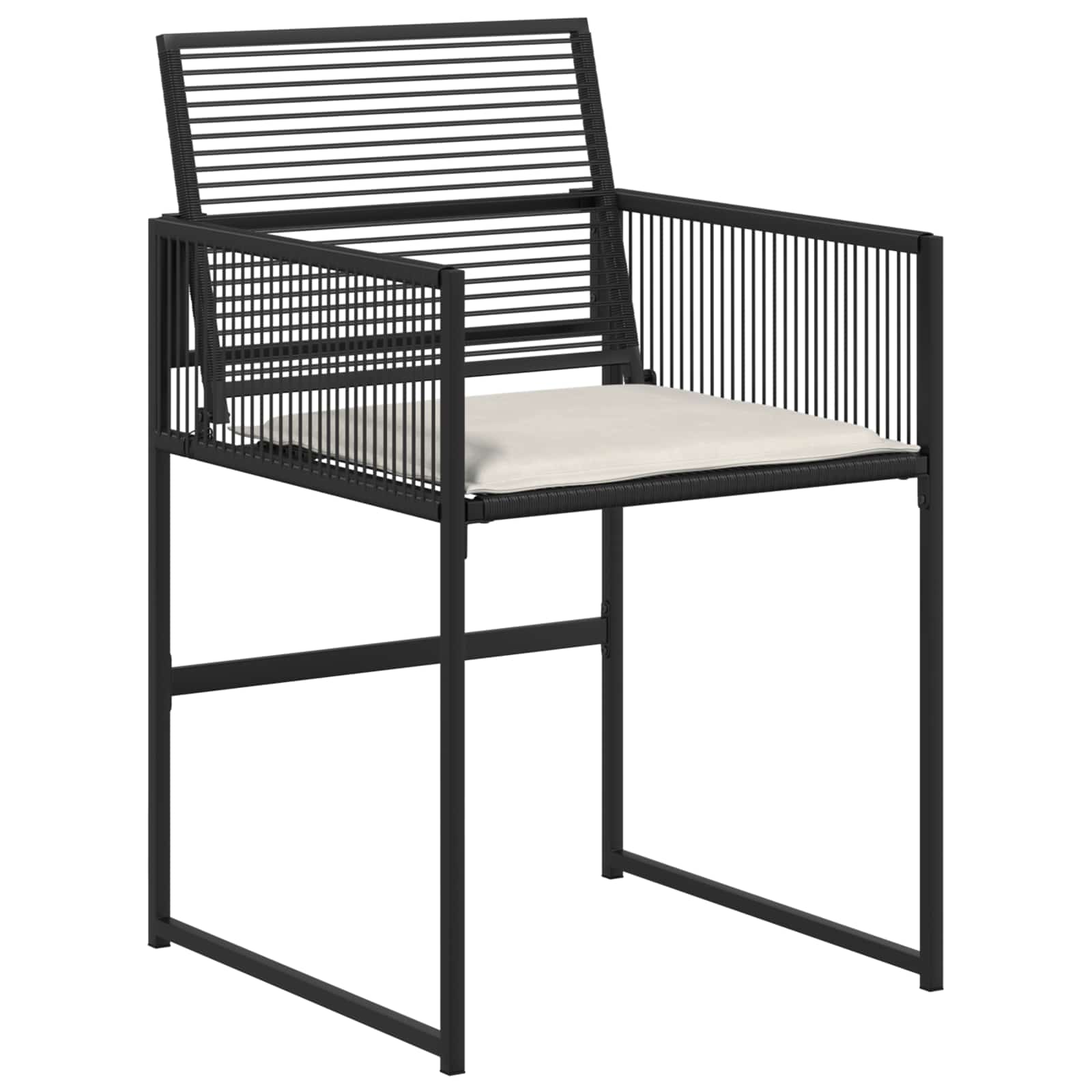 Tuin eettafelset 5 pcs Zwart poly rattan