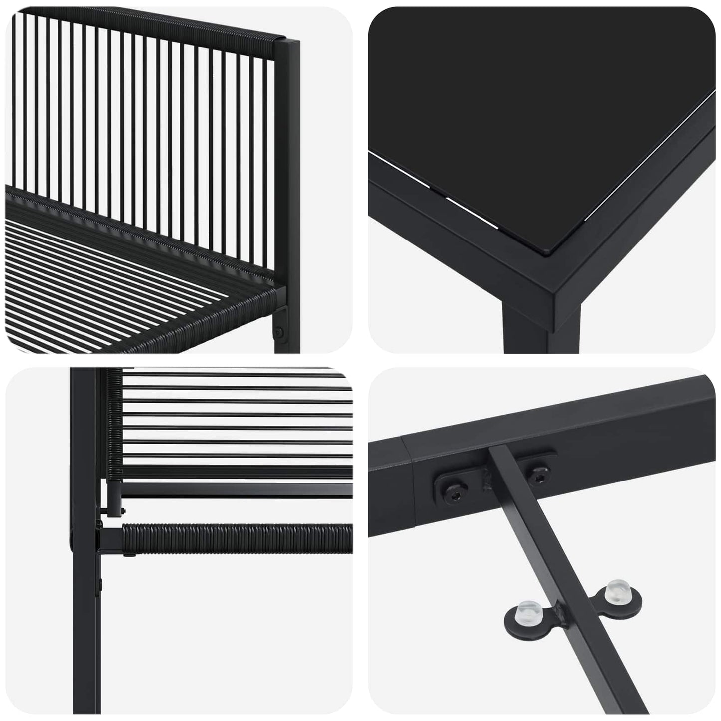 Tuin eettafelset 5 pcs Zwart poly rattan