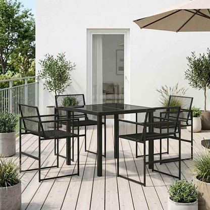 Tuin eettafelset 5 pcs Zwart poly rattan