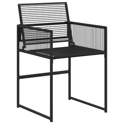 Tuin eettafelset 5 pcs Zwart poly rattan
