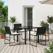 Tuin eettafelset met kussen 5 pcs Zwart en Crème poly rattan