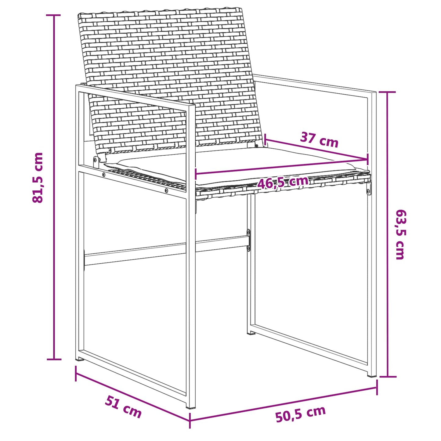 Tuin eettafelset met kussen 5 pcs Zwart en Crème poly rattan