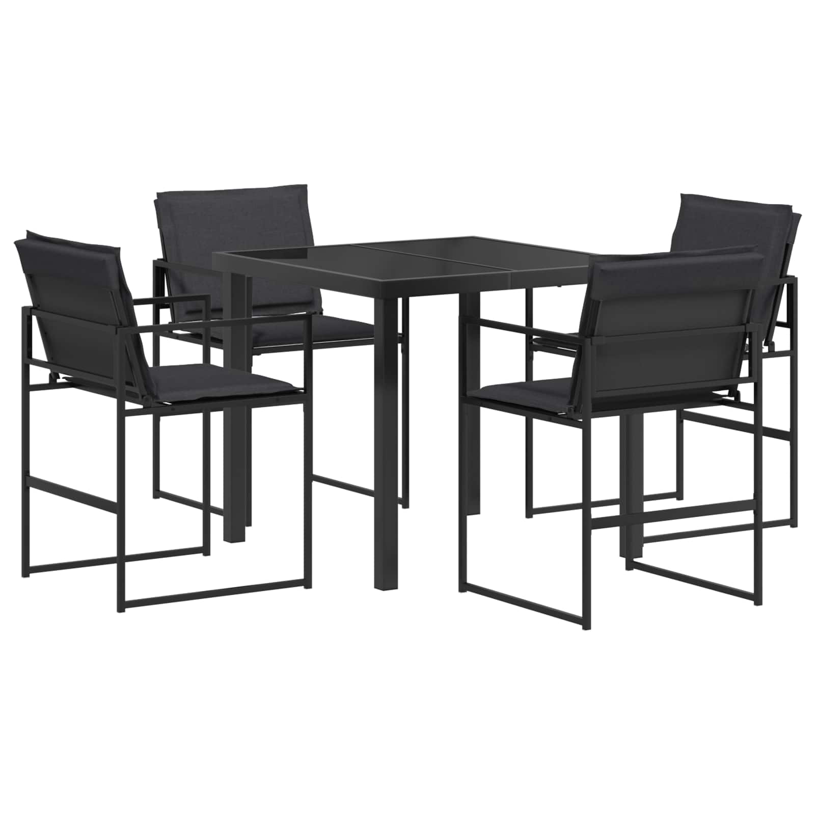 Tuin eettafelset 5 pcs Zwart en Donkergrijs 80 x 80 x 73 cm