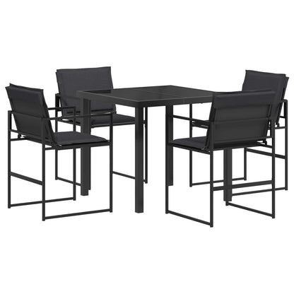 Tuin eettafelset 5 pcs Zwart en Donkergrijs 80 x 80 x 73 cm