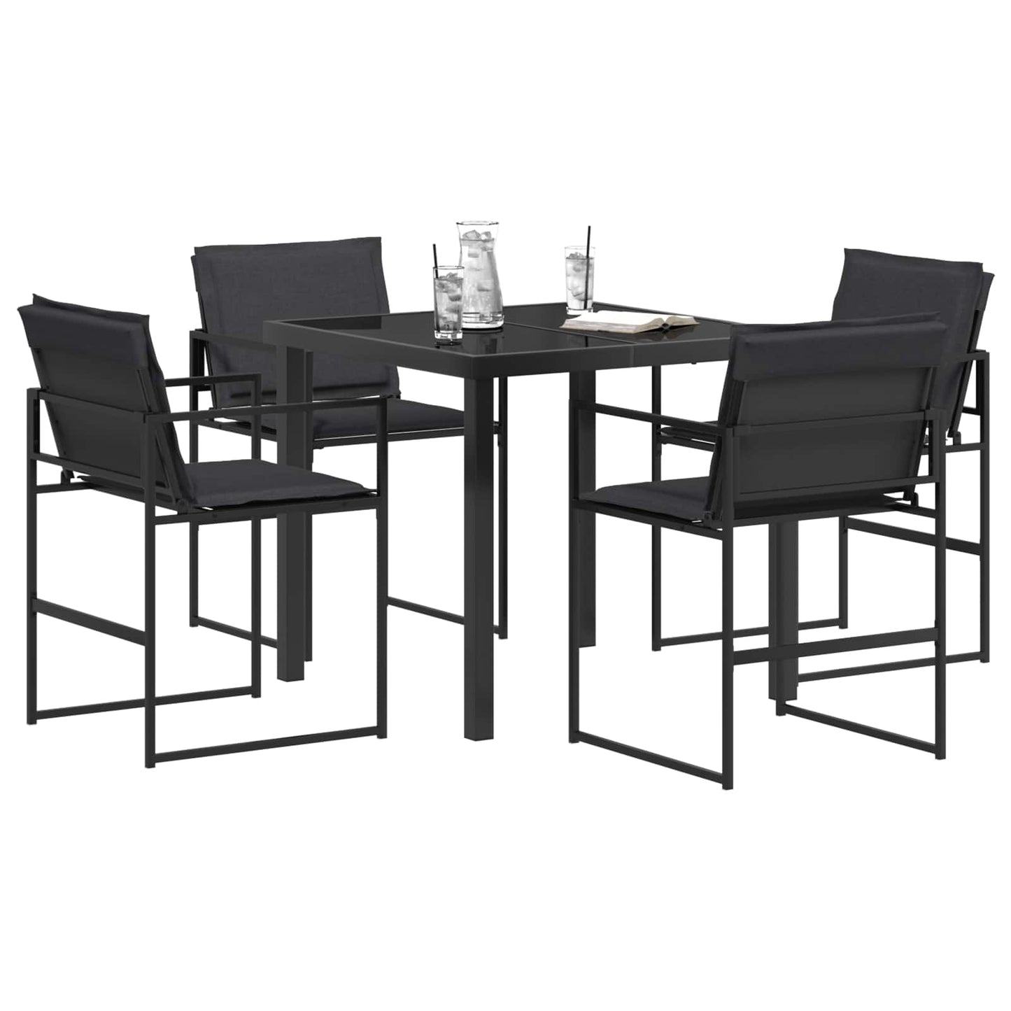 Tuin eettafelset 5 pcs Zwart en Donkergrijs 80 x 80 x 73 cm