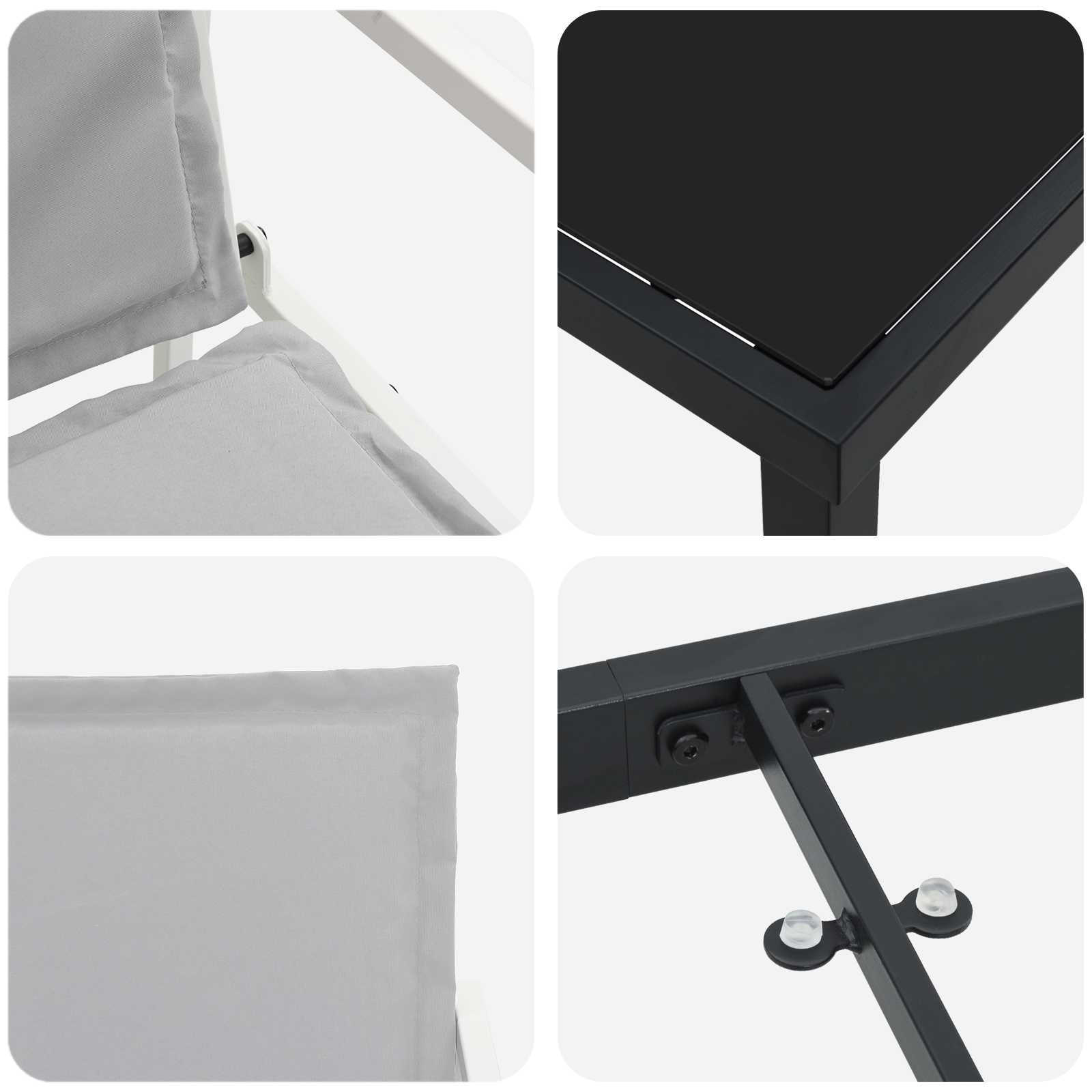 Tuin eettafelset 5 pcs Wit en Lichtgrijs 80 x 80 x 73 cm