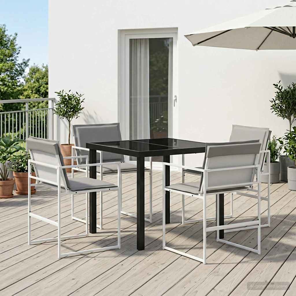 Tuin eettafelset 5 pcs Wit en Lichtgrijs 80 x 80 x 73 cm