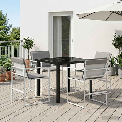 Tuin eettafelset 5 pcs Wit en Lichtgrijs 80 x 80 x 73 cm