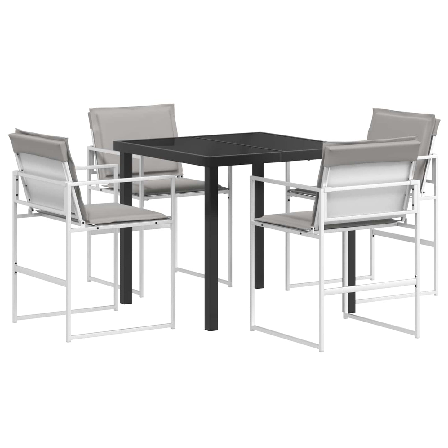 Tuin eettafelset 5 pcs Wit en Lichtgrijs 80 x 80 x 73 cm