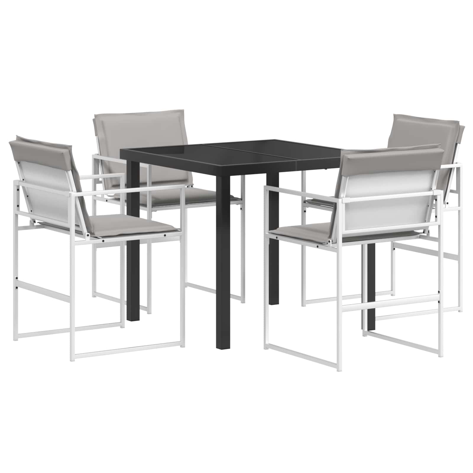 Tuin eettafelset 5 pcs Wit en Lichtgrijs 80 x 80 x 73 cm