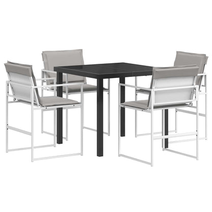 Tuin eettafelset 5 pcs Wit en Lichtgrijs 80 x 80 x 73 cm