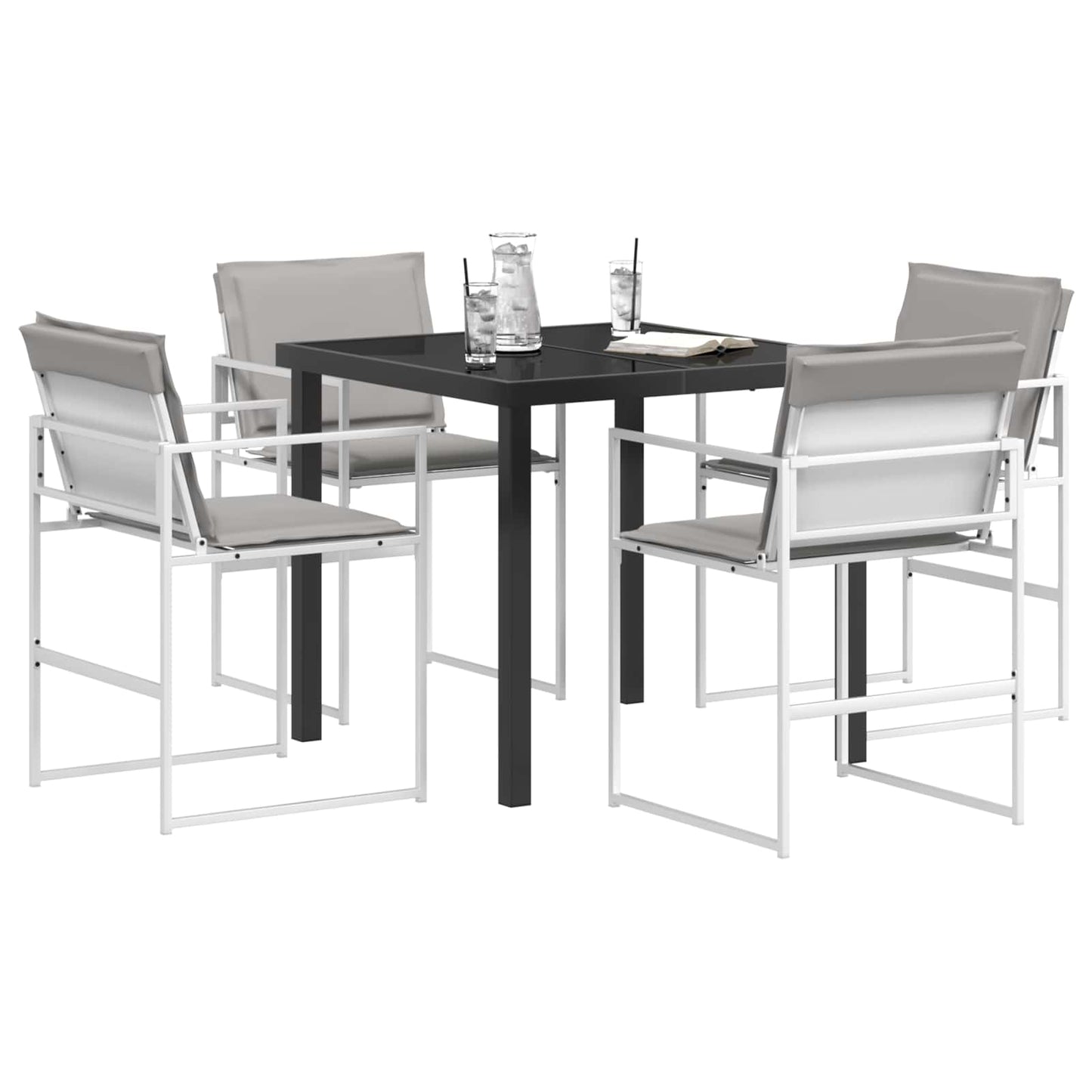 Tuin eettafelset 5 pcs Wit en Lichtgrijs 80 x 80 x 73 cm