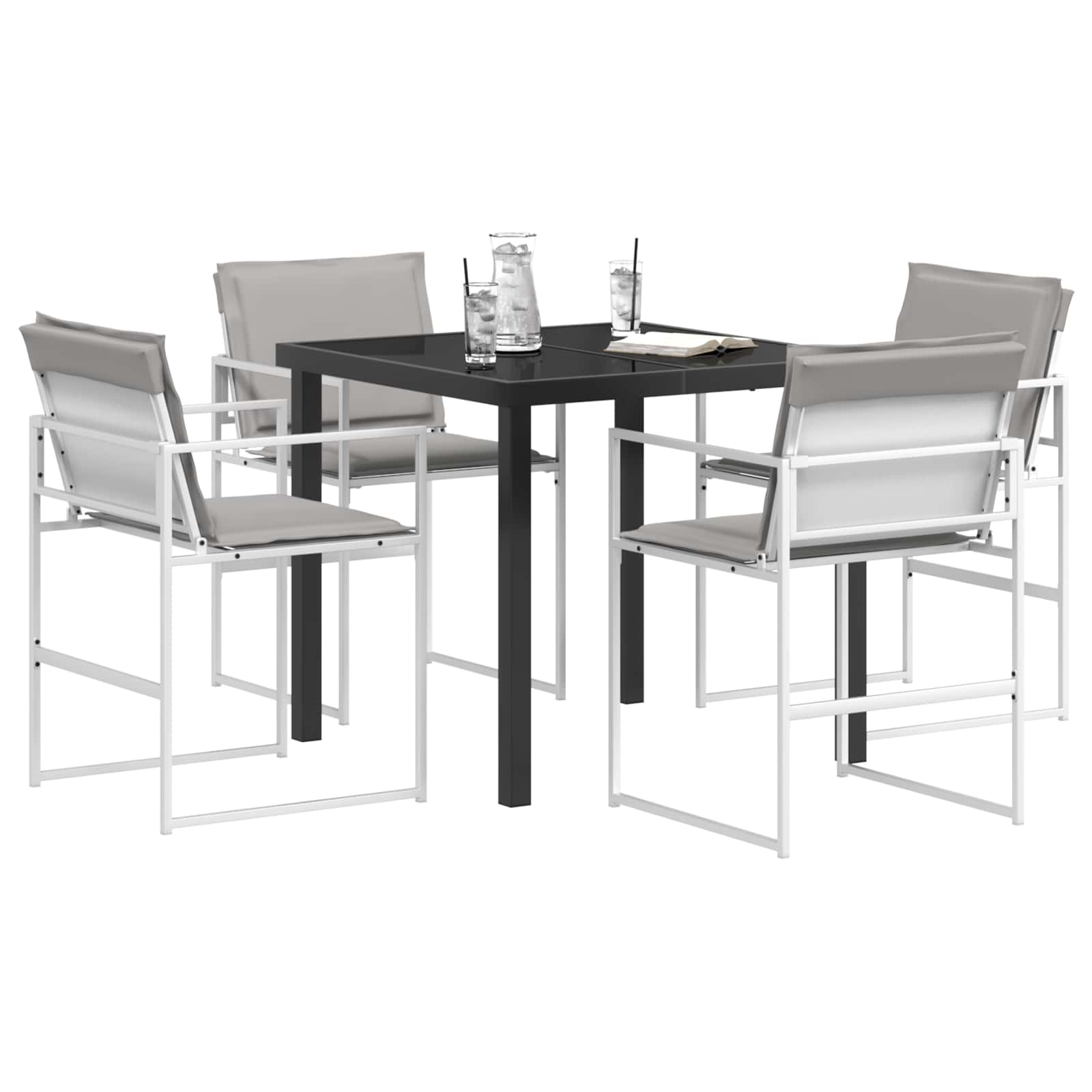 Tuin eettafelset 5 pcs Wit en Lichtgrijs 80 x 80 x 73 cm