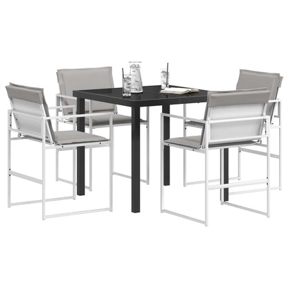 Tuin eettafelset 5 pcs Wit en Lichtgrijs 80 x 80 x 73 cm