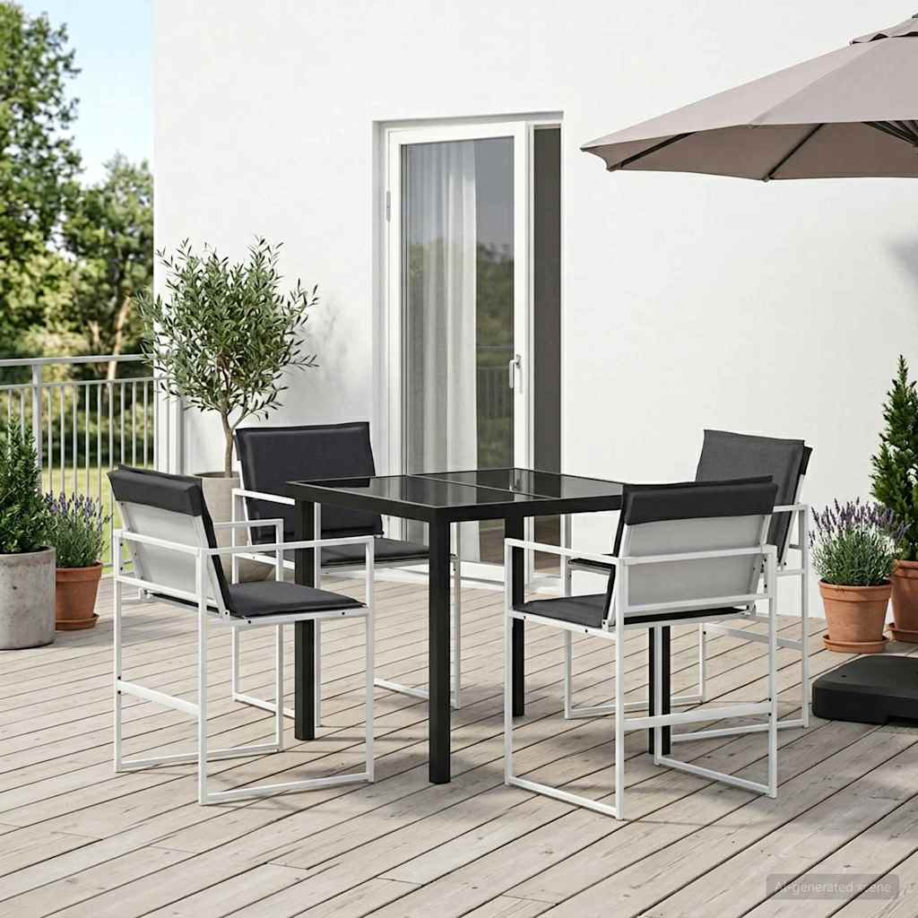 Tuin eettafelset 5 pcs Wit en antracietkleurig 80 x 80 x 73 cm