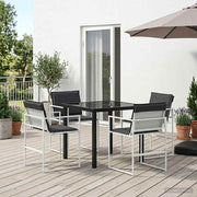 Garden dining set 5 pcs White and anthracite 80 x 80 x 73 cm