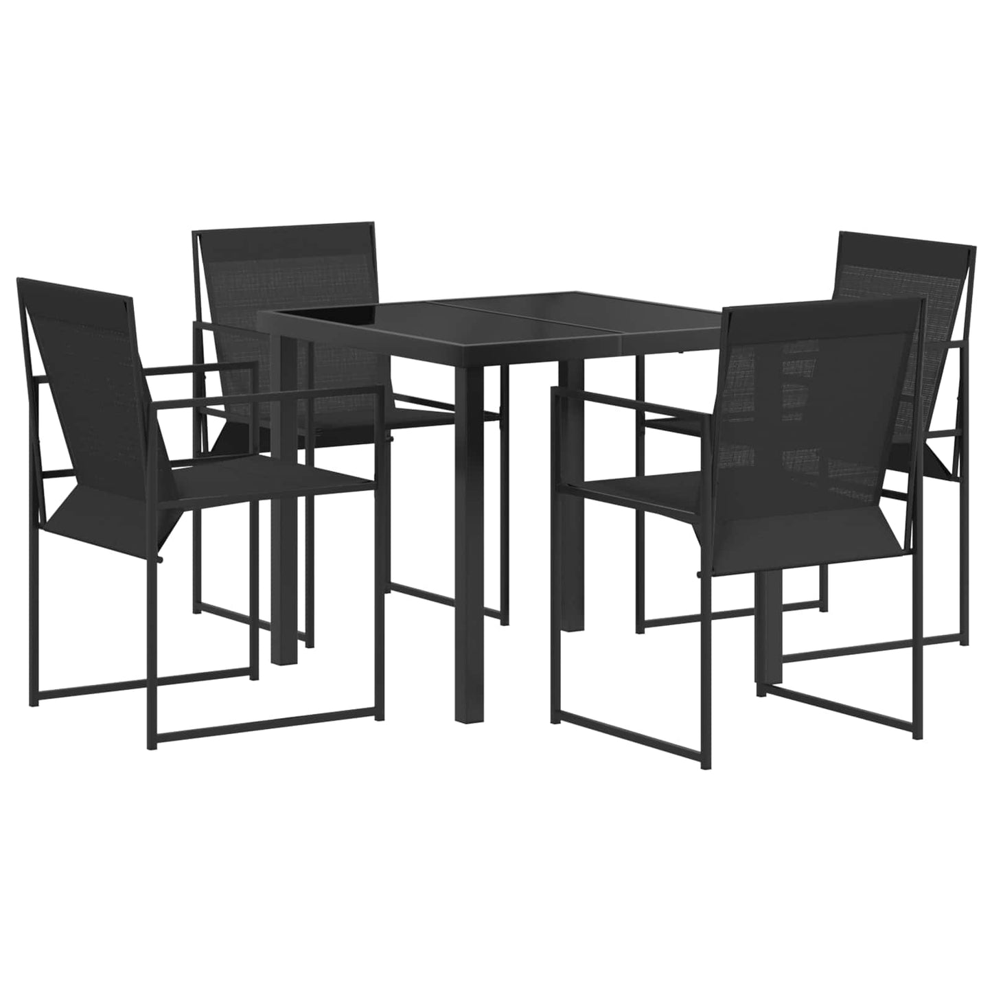 Tuin eettafelset 5 pcs Zwart Textilene en staal