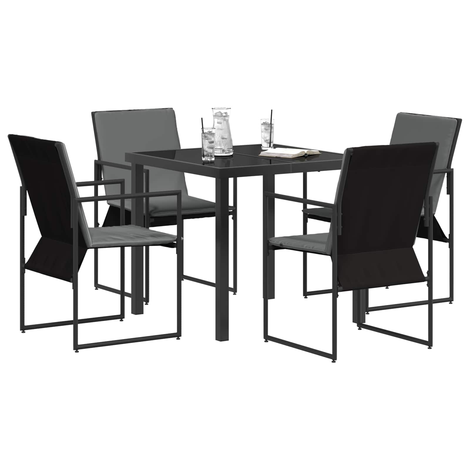 Tuin eettafelset 5 pcs Zwart en Anthraciet 80 x 80 x 73 cm