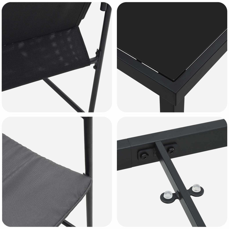 Tuin eettafelset 5 pcs Zwart en Anthraciet 140 x 70 x 73 cm