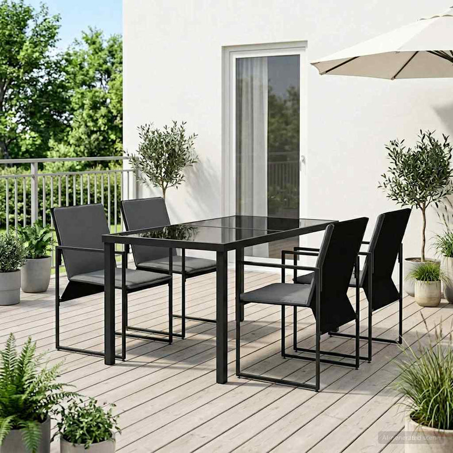 Tuin eettafelset 5 pcs Zwart en Anthraciet 140 x 70 x 73 cm