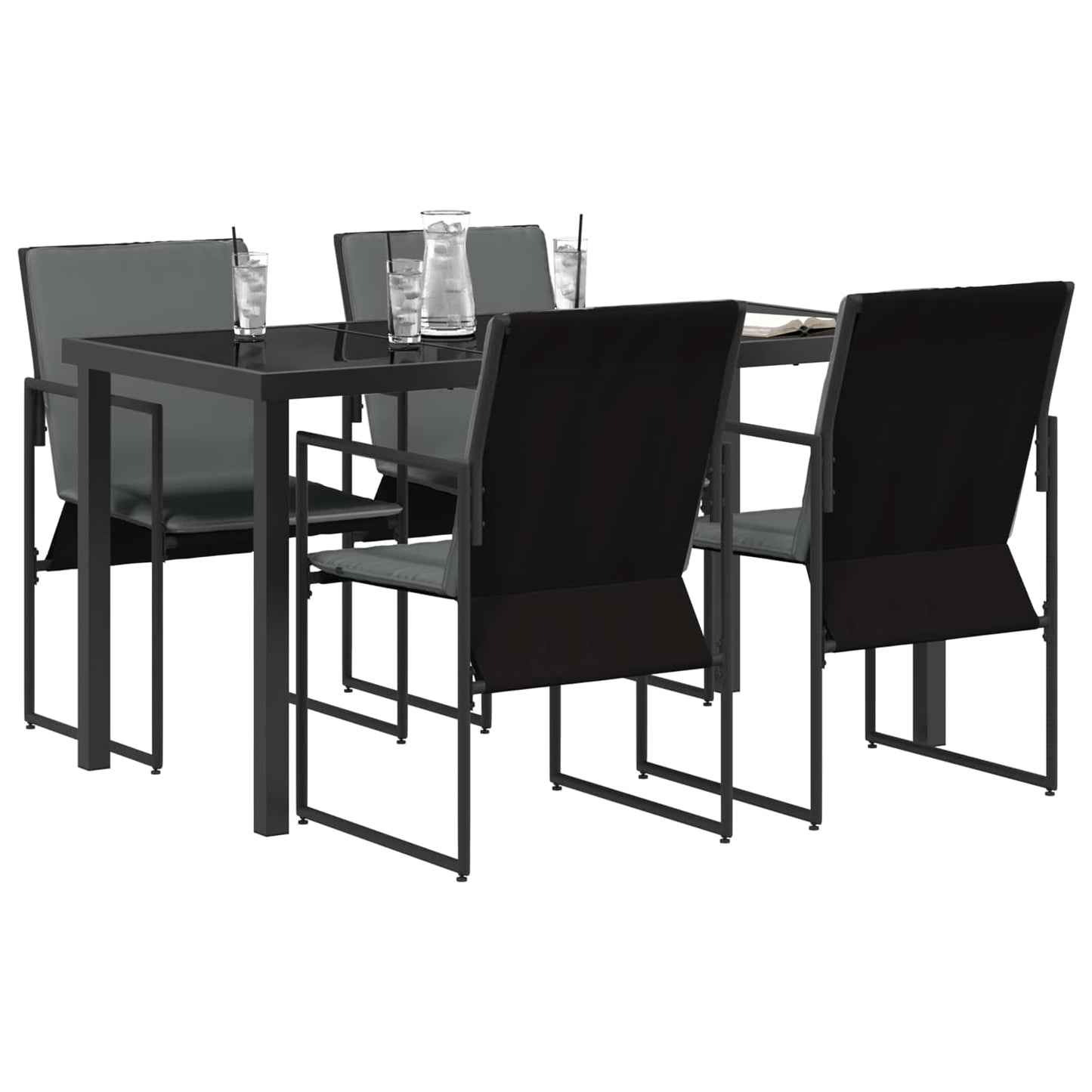 Tuin eettafelset 5 pcs Zwart en Anthraciet 140 x 70 x 73 cm