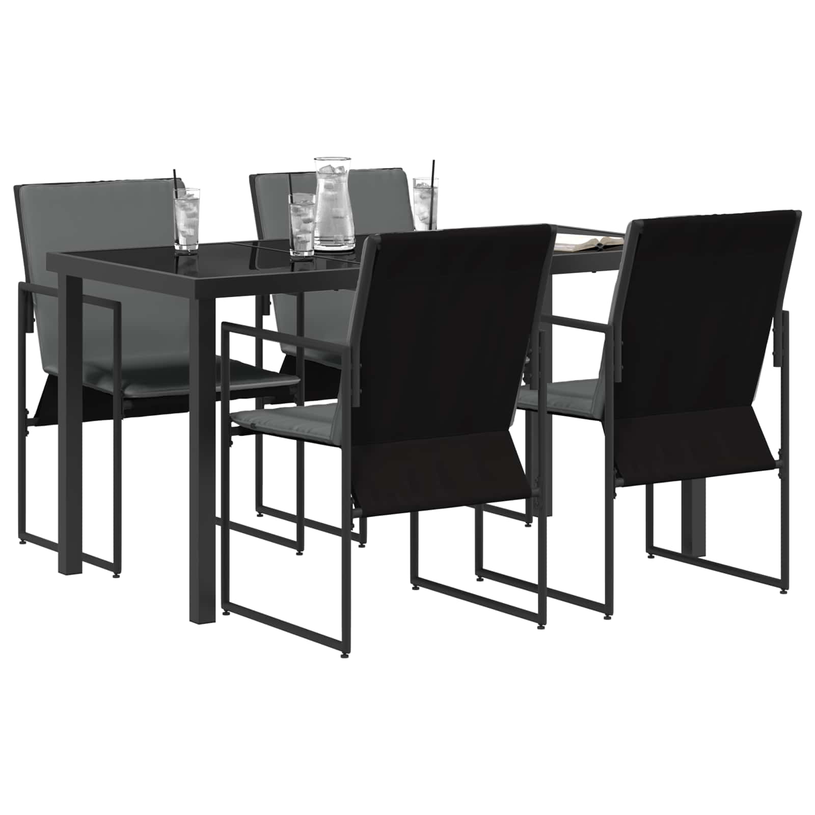 Tuin eettafelset 5 pcs Zwart en Anthraciet 140 x 70 x 73 cm