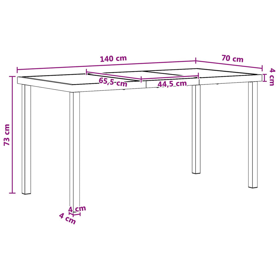 Tuin eettafelset 5 pcs Zwart en Anthraciet 140 x 70 x 73 cm