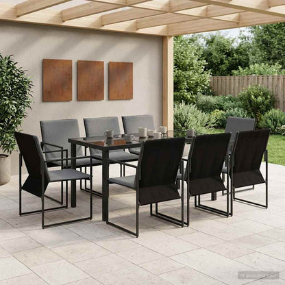 Tuin eettafelset 9 pcs Zwart en Anthraciet 160 x 80 x 73 cm