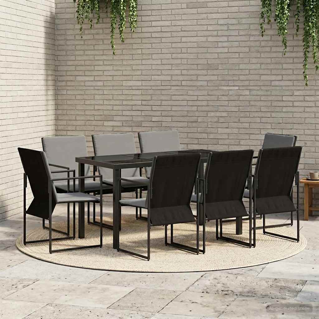 Tuin eettafelset 9 pcs Zwart en Anthraciet 160 x 80 x 73 cm