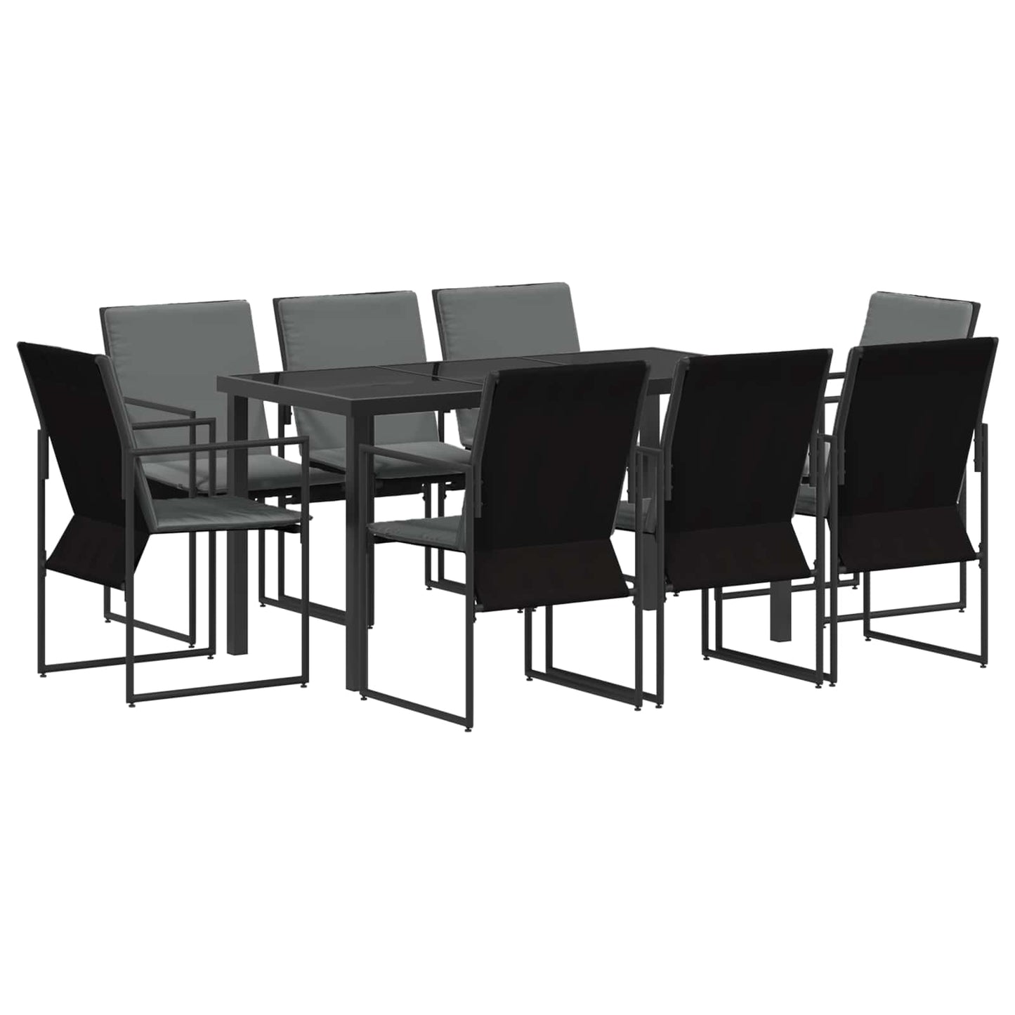 Tuin eettafelset 9 pcs Zwart en Anthraciet 160 x 80 x 73 cm