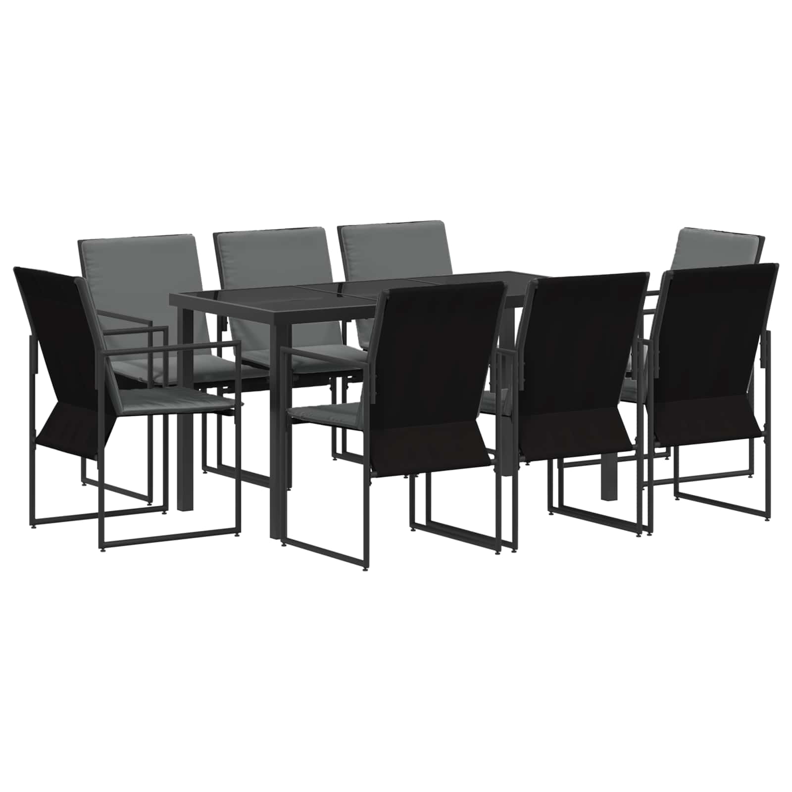 Tuin eettafelset 9 pcs Zwart en Anthraciet 160 x 80 x 73 cm